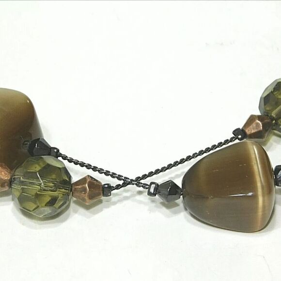 Lia Sophia JAVA Necklace, Glass Cat's Eye, Brown, 16-19", NWT - Picture 3 of 7